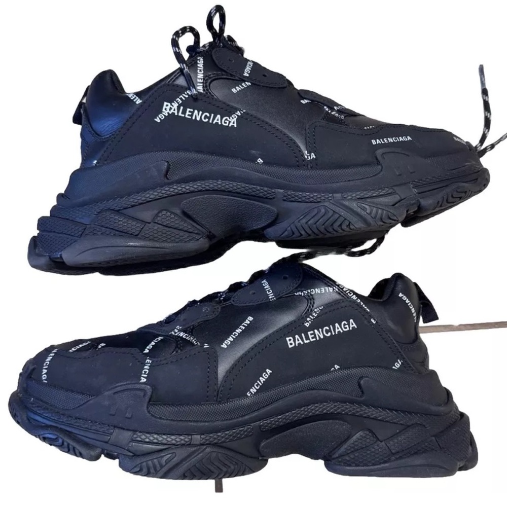 Balenciaga Triple S AllOver Logo Sneaker-Black - Picture 3 of 5